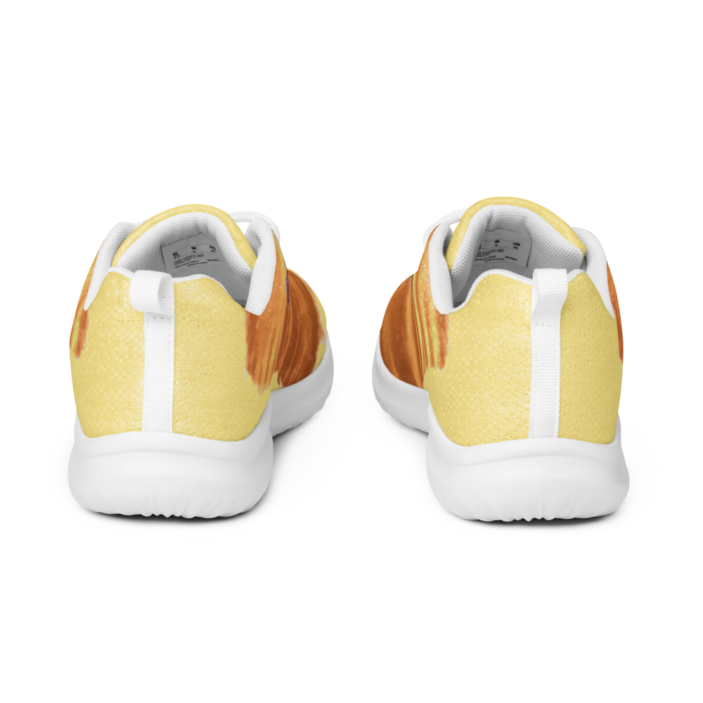 Women's athletic shoes with printed handpainted artwork - back view
